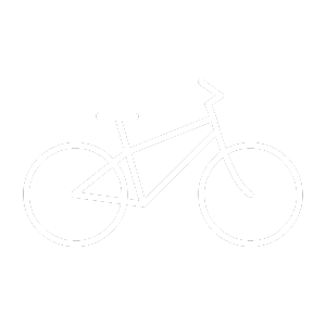 Einfaches schwarzes Symbol eines Fahrrads mit weißer Umrandung.